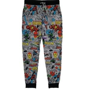 Marvel Mens Gray Avengers Comic Book Jogger Style Sleep Pants Pajama Bottoms